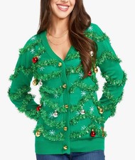 Tipsy Elves Large Ugly Christmas Sweater Gaudy Garland W/ Bells Ornaments New 2X