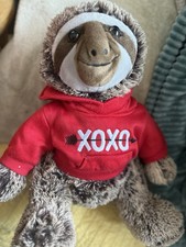 Dan Dee Collectors Choice Brown Furry Sloth Red XOXO Hoodie 17" Stuffed Plush