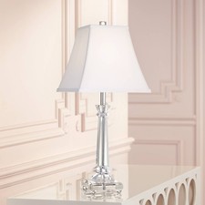 Traditional Table Lamp Crystal Glass Column for Living Room Bedroom Bedside