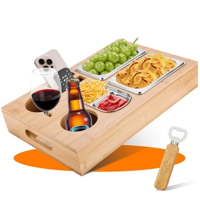 Couchbar Snackbox,Sofa Tablett,Mit Snackschalen Aus Edelstahl,mit Abnehmbarer... - Bild 1 von 4