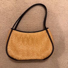 MX Woven Straw Shoulder Bag Coastal Beachy Resort Vacation Summer Boho Chic