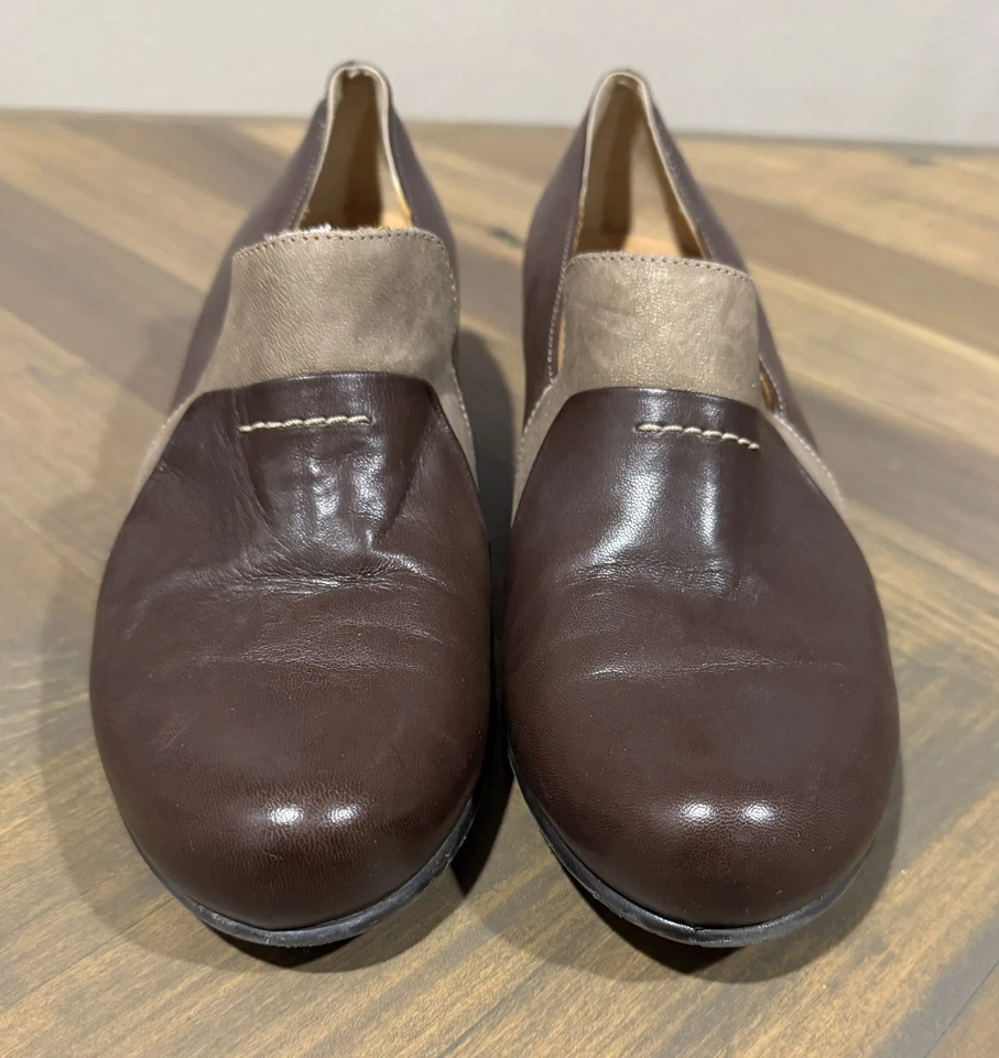 Mocasín Fidji Mujer Sin Cordones Tacón Bajo Cuero Suave Portugal Talla 38.5 EE. UU. 9 Marrón Foto 2 de 4