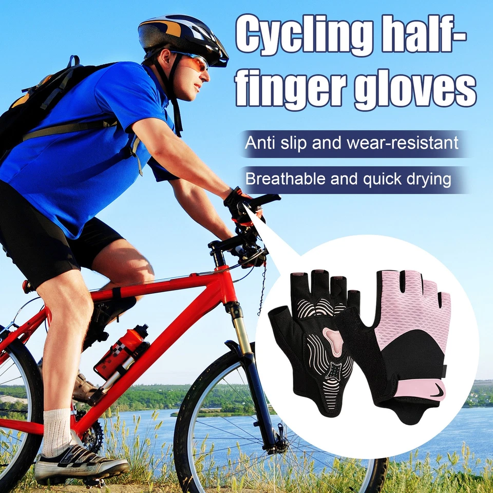 Hombres Mujeres Guantes de Ciclismo Deportes Medio Guantes Palma Gruesa Transpirable Centro de Escalada Foto 4 de 4