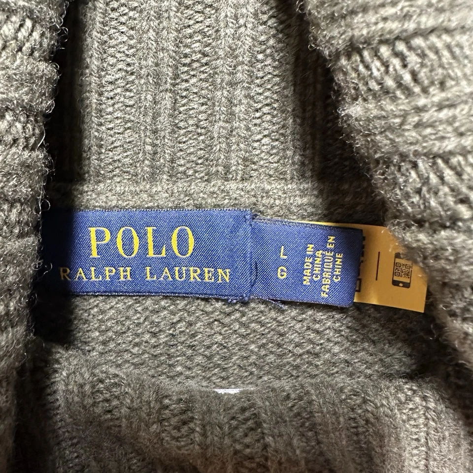 Polo Ralph Lauren 毛衣女式 L 绿色羊毛羊绒高领意大利纱线 — 第 4/4 张图片