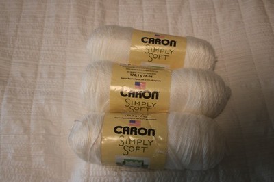 LOT OF 3 NEW SKEINS CARON SIMPLY SOFT YARN / WHITE / 100% ACRYLIC