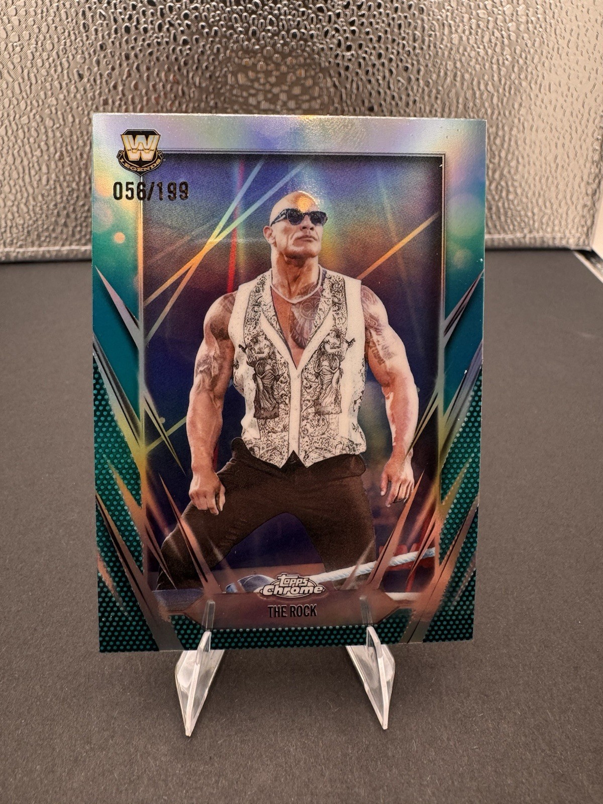 2026 Topps WWE Chrome The Rock Aqua Refractor /199