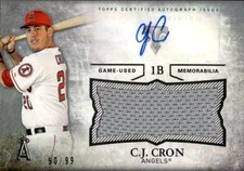 2015 Topps Triple Threads C.J. Cron #UAJR-CC Unity Autograph Jumbo Relics 5H