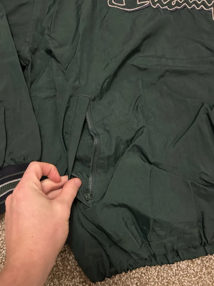 Chaqueta Pullover Forrada Champion Spell Out Vintage Años 90 - Para Hombre US XL Foto 3 de 4