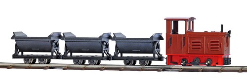 Lot locomotive Feldbahn avec 3 wagons benne Busch 12006 - Photo 1 sur 1