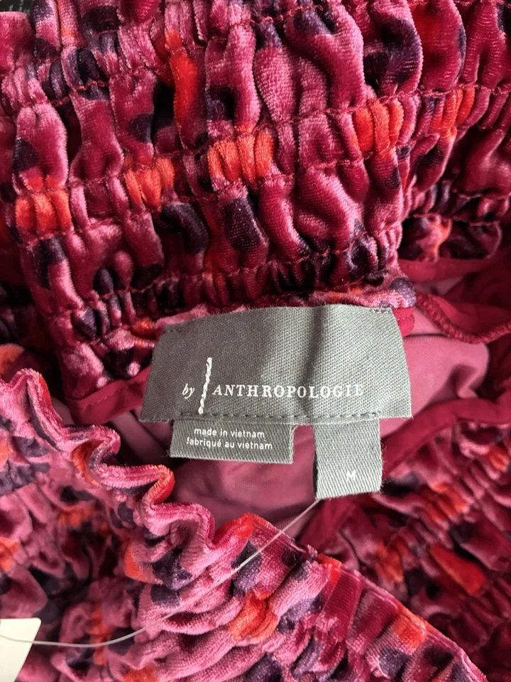 Anthropologie Terciopelo Floral Talla M Mediano Rosa Combo Color Foto 2 de 4