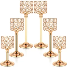 6 Pieces Crystal Candle Holders Set 3 Sizes Tall Crystal Wedding Candlestick ...