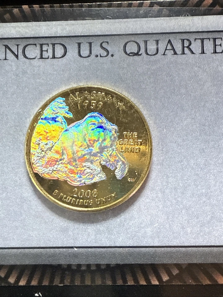 2008 Alaska Genuine U.S. Quarter Coin 24K Gold Plated Prism Hologram & Card - Image 4 of 4