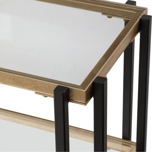 Uttermost 24978 Kentmore Console Table Two-Toned Matte Black and Brushed Gold - Picture 5 of 6