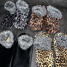 4 Pairs Women  s Multiple Prints Indoor Slipper Socks Size 4-7 Faux Fur Lining,
