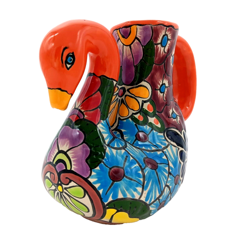 Talavera Pottery Swan Duck Water Pitcher Mexican Ceramic Bird Animal 11in - Picture 4 of 8