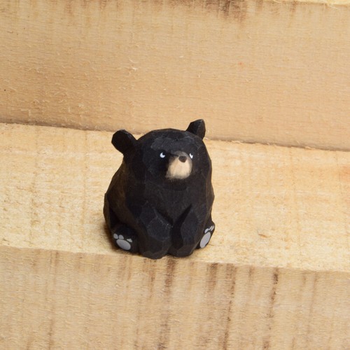 Cute Mini Wooden Bear Statue Wood Hand Carved Bear Figurines Crafts Table Decor - Picture 8 of 14