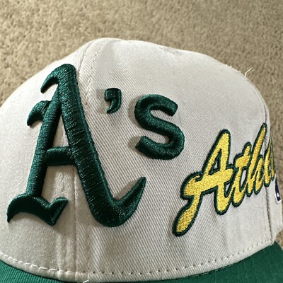 A's cap ビンテージ Vtg Oakland A's Hat Cap Mens White Snapback Plain Logo Athletics