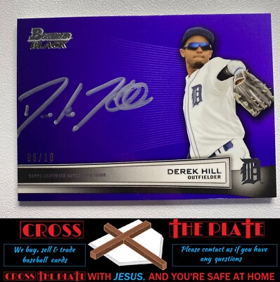 2014 Bowman Black Violet Auto (Silver Ink) Derek Hill Tigers 06/10 #BBC-DH