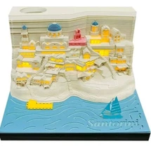 Santorini Mini 3d Memo-pad 3d Notepad Block With Led Note Paper Art Sealed 