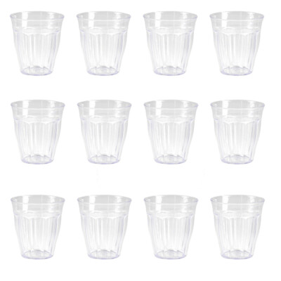 12er Set Wasserglas Transparent 250 ml Trinkglas Kunststoff Trinkbecher Glas 