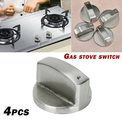 4Pcs Universal Gas Stove Knobs Kitchen Cooker Oven Switch Control Button Silver