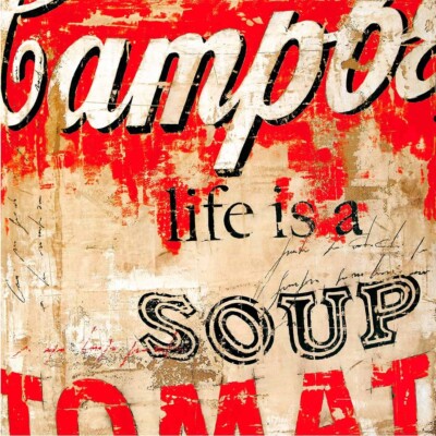 Crivellaro Lorenzo - life is a soup 49x49 silkscreen material on cardboard