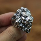 925 Sterling Silver King Lion Men's Ring - Biker Punk Rocker Wide Band Ring (Size 7-14) - View #12