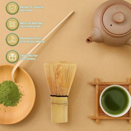 5Pcs Matcha Whisk Set with Ceramic Match Bowl Matcha Whisk Holder Bamboo⊇ - Picture 11 of 22