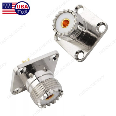 2Pcs UHF Female Jack SO-239 Bulkhead Panel Chassis Solder Cup Mount Connectors