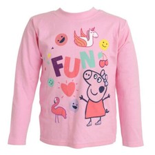 Peppa Pig Fun Long Sleeved Official Childrens Tee T-Shirt Girls Kids