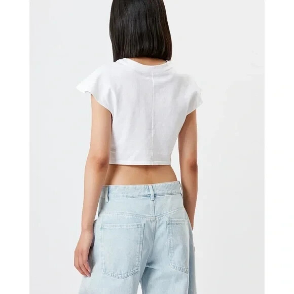 【Isabel Marant】 Zineaeコットンジャージクロップトップ Zineae cotton jersey crop top in white - Isabel Marant