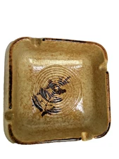 Vtg POTTERY CRAFT Ashtray Stoneware Mid Century Modern USA Hippy Gypsy Boho Art