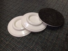 1 Set of 3 Felt Backed White Grand Piano Caster Cups/Floor Protectors 6" Dia