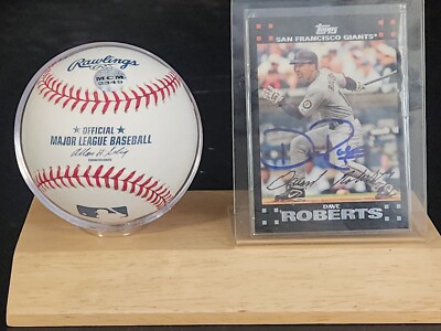 Dodgers DAVE ROBERTS Signed Official MLB Basebaĺl & Card