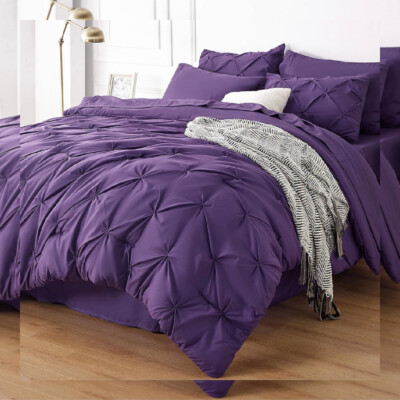 Bedsure Full Size Comforter Sets - Bedding 7 Pieces, Full, Purple 