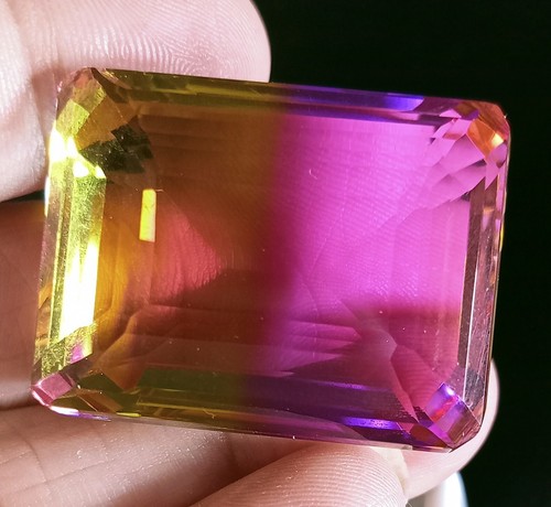 Flawless EGL Certified 105.50Ct Tourmaline Bi-Color Emerald Shape Loose Gemstone - Picture 7 of 14
