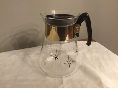 Vintage MCM Corning Atomic STARBURST COFFEE CARAFE  Holds 4-6 Cups ~original top