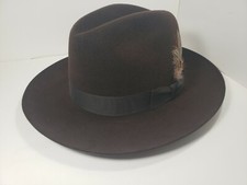 STETSON DEXTER FUR FELT HAT CLASSIC FEDORA CHOCOLATE SIZE 6 3/4 / 54 MADE IN USA