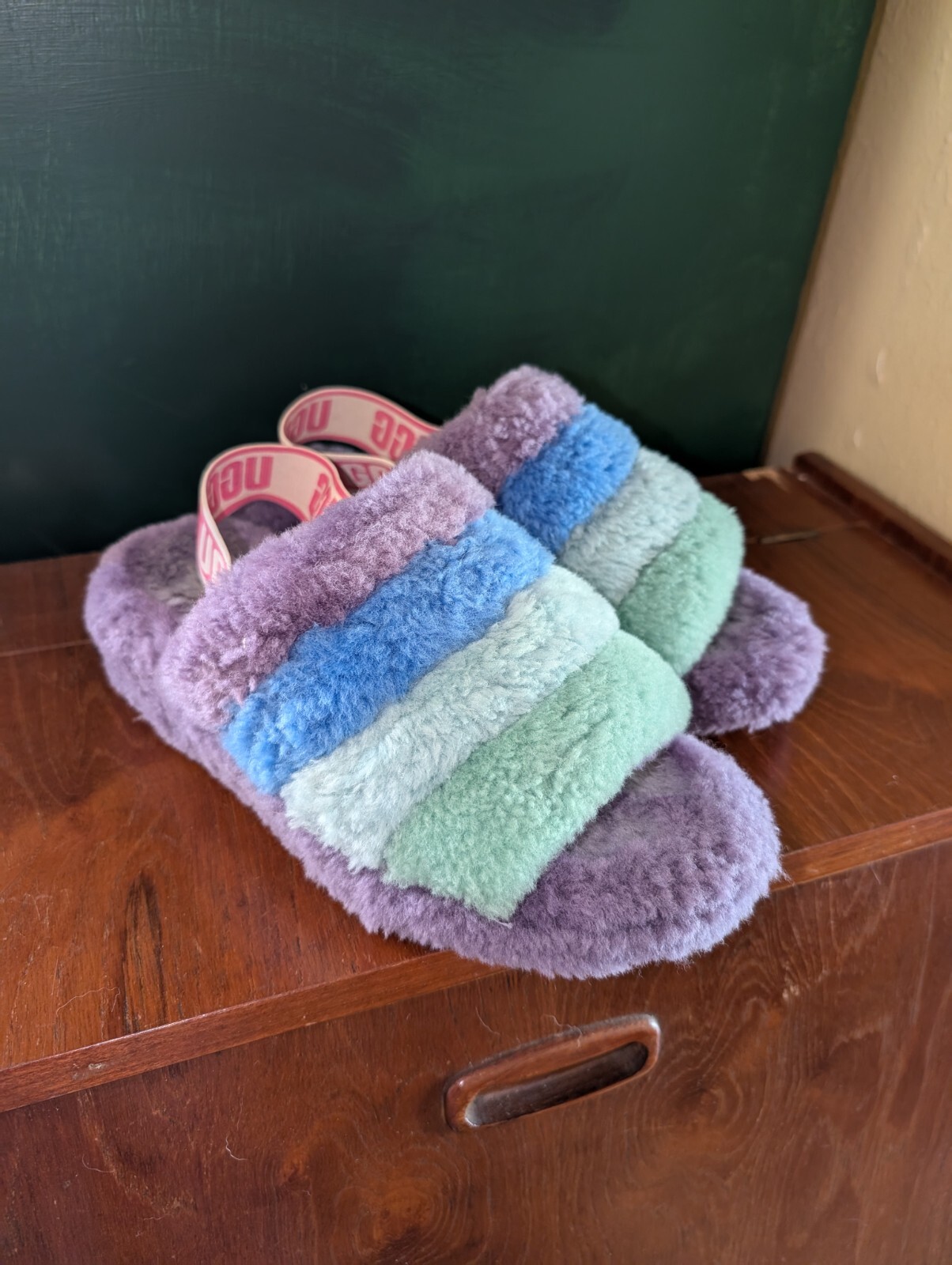 UGG PRIDE RAINBOW FLUFF YEAH SLIDE SHEEPSKIN SLIP… - image 2