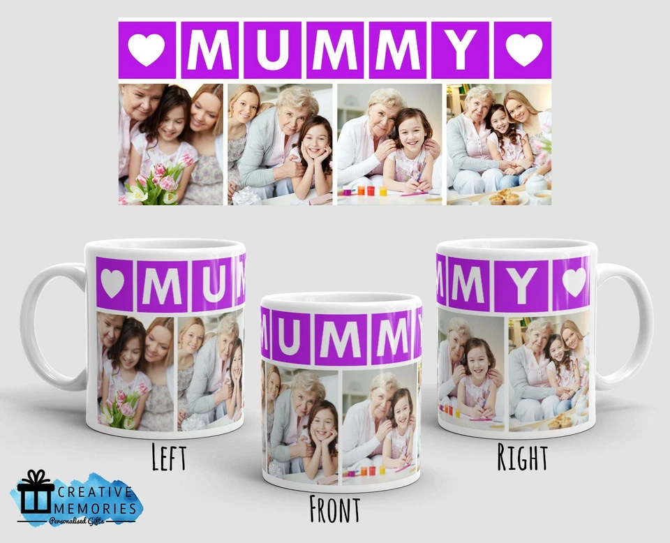 CREATIVE MEMORIES UK Personalised Photo Mug - Mummy Mug - Mothers Day Mug Christmas Mug Gift - Purple
