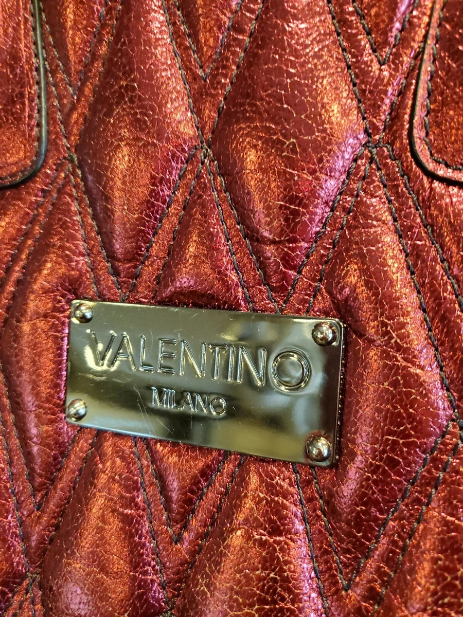 VALENTINO LEATHER QUILTED HANDBAG BY MARIO VALENTINO SPA LARGE Tote  Metallic Red