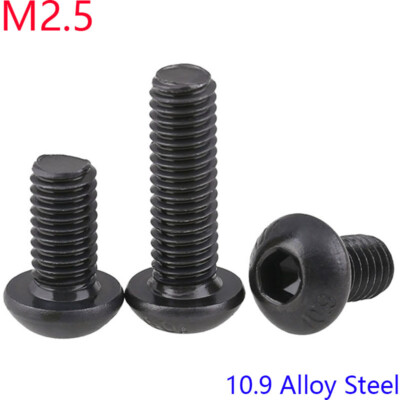 M2.5 - 0.45 black 10.9 Alloy Steel Hex Socket BUTTON HEAD Screws bolts DIN7380