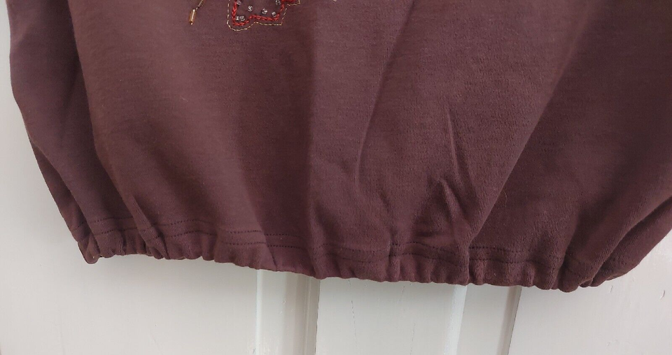 Debenhams Brown Floral Embroidered Embellished Beads Sequins Top Uk 14