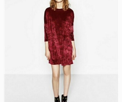 Zara Women's Burgundy Red Crushed Velvet Dress Size S | eBay Zara Women's Burgundy Red Crushed Velvet Dress Size S | eBay