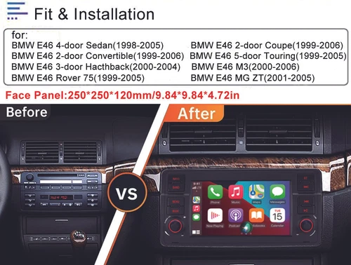 Autoradio for BMW E46 Android 14 Apple Carplay 2+32GB Auto Radio GPS SAT NAVI - Bild 10 von 12