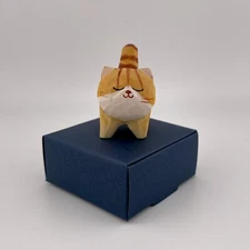 Orange Tabby Wood Cat Carving