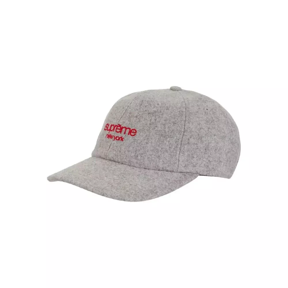 Chapeau logo en laine cirée Supreme 6 panneaux gris FW22