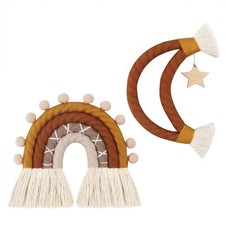 Rainbow Moon Wall Hangingrainbow Moon Wall Arthandmade Macrame Rainbow Wall Deco