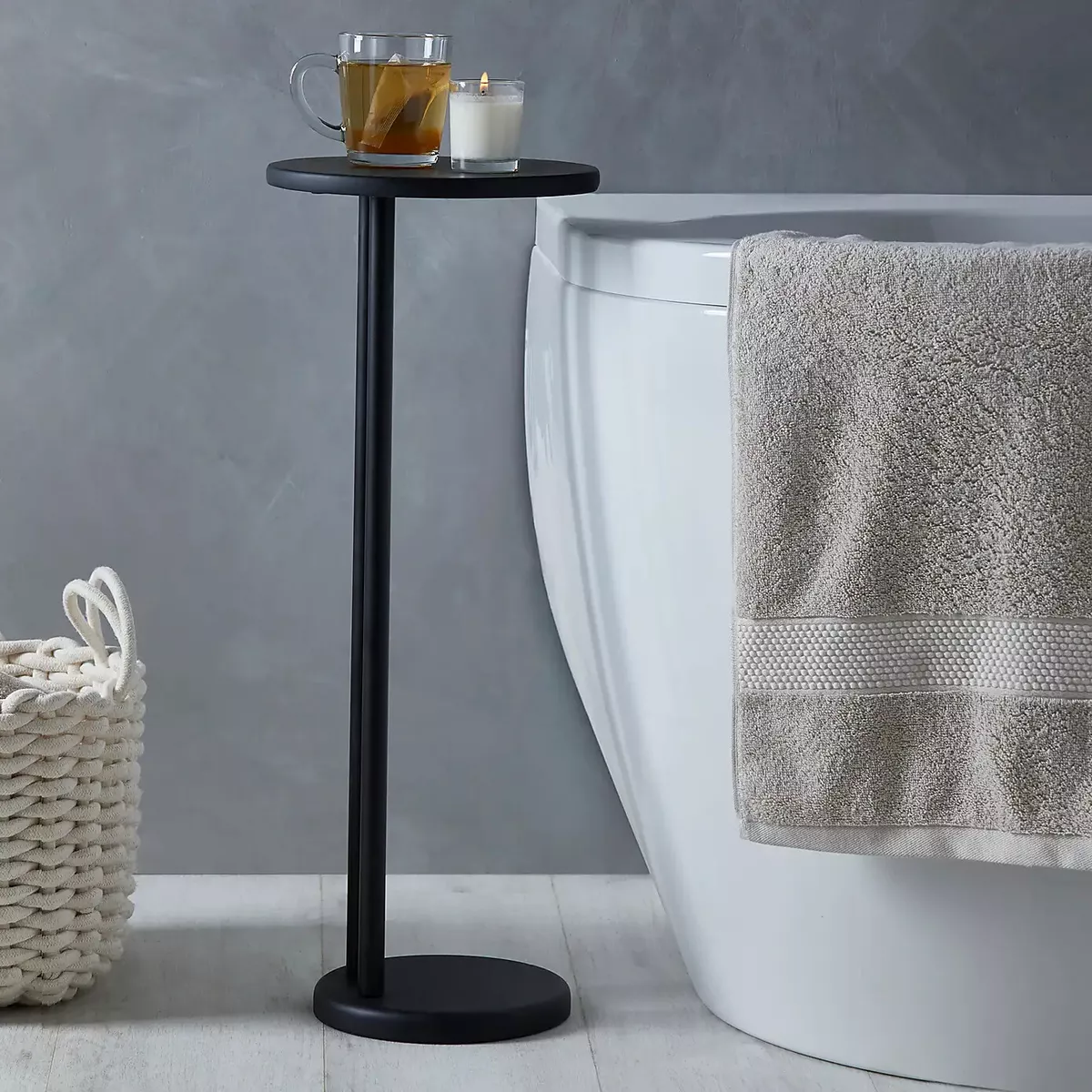 New Modern Stylish Design Elements Matt Black Bath Side Table Bathroom  Accessory