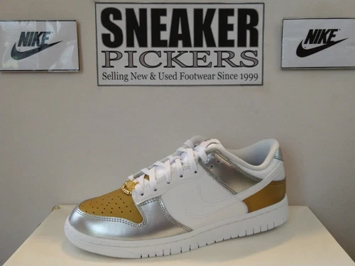 Nike Women's Dunk Low SE - Size: 8 - DH4403 700 - Gold / White - Silver - NEW !